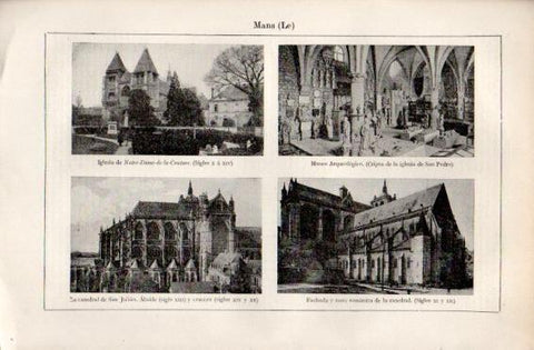 LAMINA V49980: Iglesia, catedral y museo Arqueologico en Le Mans