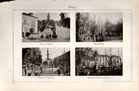 LAMINA V49914: Fuentes y Plaza de Riego en Malaga