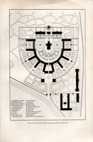LAMINA V49931: Plano del manicomio de Montdevergues en Aviñon