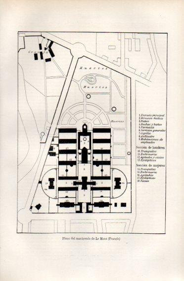 LAMINA V49929: Plano del manicomio de Le Mans, Francia