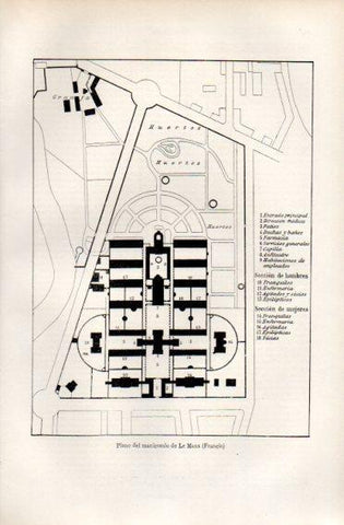 LAMINA V49929: Plano del manicomio de Le Mans, Francia