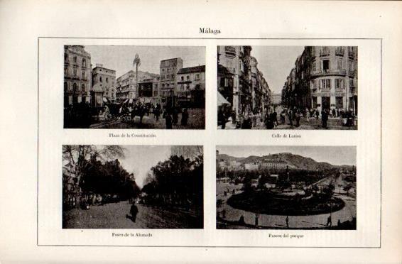 LAMINA V49916: Plaza Constitucion, calle Larios, Paseo de la Alameda, Malaga