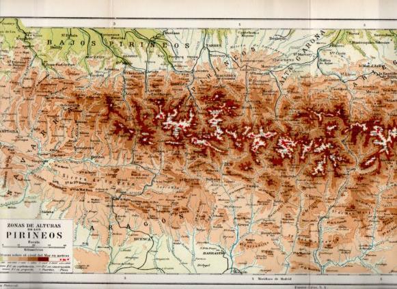 LAMINA V50109: Mapa Zonas de alturas de los Pirineos