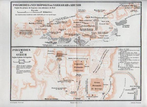LAMINA V50105: Mapas piramides de Giza y necropolis de Sakkarech  y Abusir