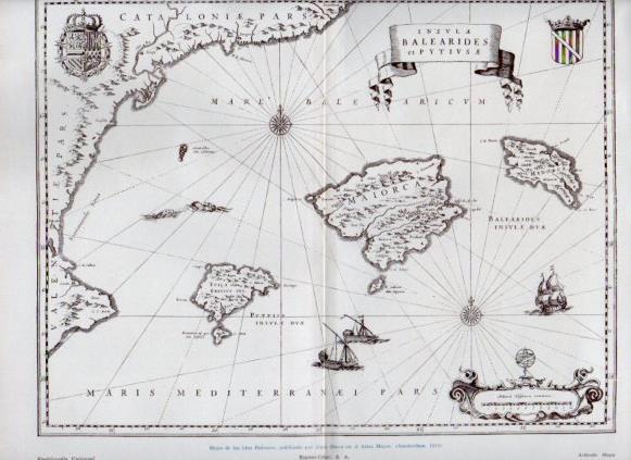 LAMINA V50100: Mapa de las Islas Baleares del Atlas Mayor publicado con Blaeu 1672