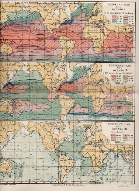 LAMINA V50093: Mapas del mundo temperaturas del oceano