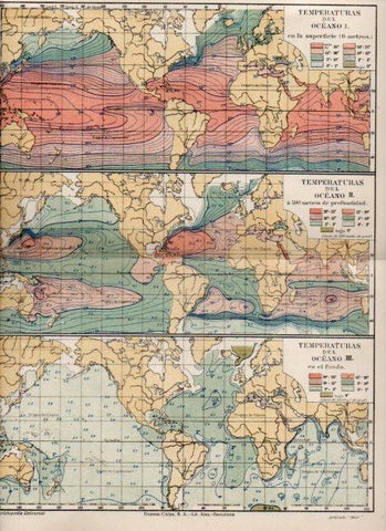 LAMINA V50093: Mapas del mundo temperaturas del oceano