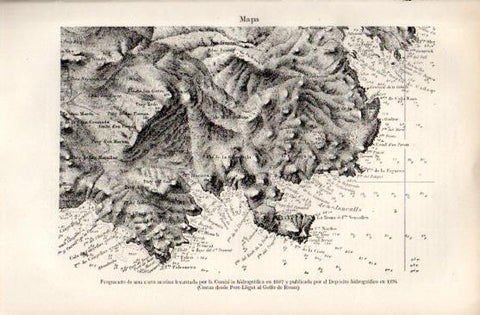 LAMINA V50016: Carta marina por Comision hidrografia en 1987 costa desde Port-Lligat a Golfo de Rosas 