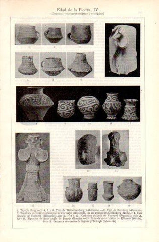 LAMINA V49734: Edad de la Piedra, ceramica y esculturas neoliticas y eneoliticas 