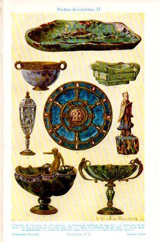 LAMINA V49728: Objetos hechos con piedra decorativas II
