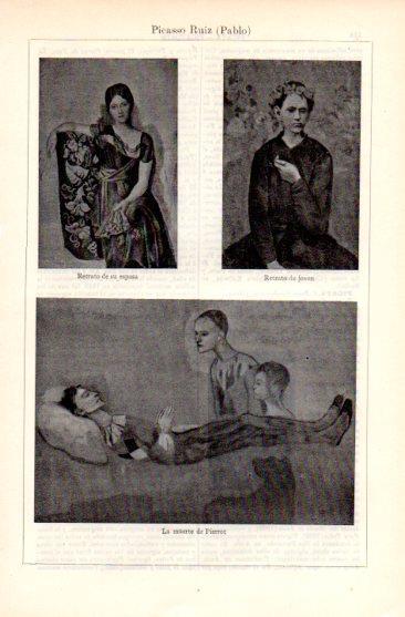 LAMINA V49712: Retratos de mujer y La muerte de Pierrot por Picasso