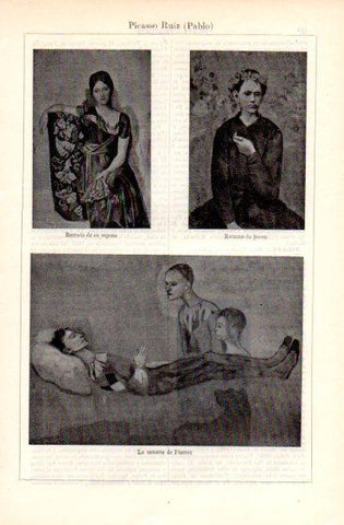 LAMINA V49712: Retratos de mujer y La muerte de Pierrot por Picasso