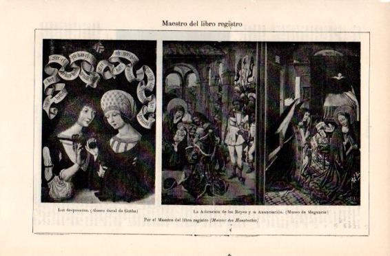 LAMINA V49832: La Adoracion de los Reyes y Los desposados por Mestro del libro registro