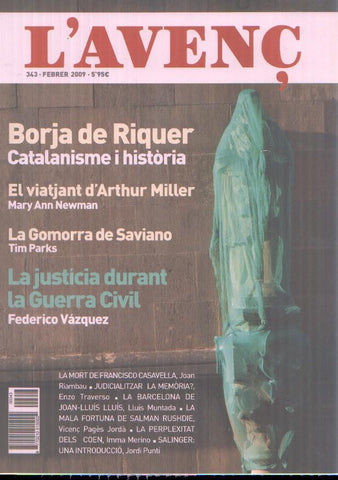 Revista L'Avenç numero 343: Borja de Riquer, catalanisme i historia
