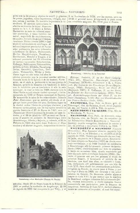 LAMINA ESPASA 40116: Interior de la catedral y La Puerta de Maria en naumburg