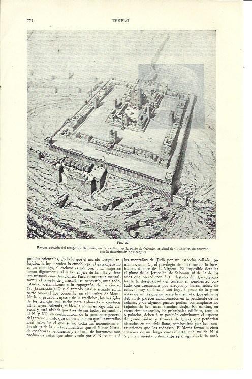 LAMINA ESPASA 40178: Reconstruccion del templo de Salomon según C. Chipiez