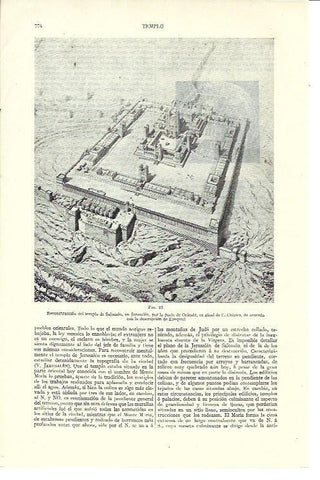 LAMINA ESPASA 40178: Reconstruccion del templo de Salomon según C. Chipiez
