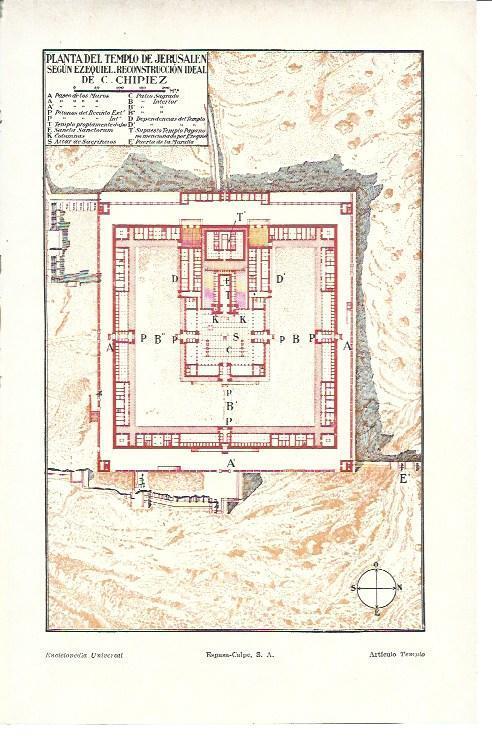 LAMINA ESPASA 40177: Planta del templo de Jerusalen según C. Chipiez