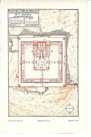 LAMINA ESPASA 40177: Planta del templo de Jerusalen según C. Chipiez