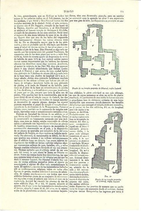 LAMINA ESPASA 40176: Planta de un templo de Nimrud, según Layard