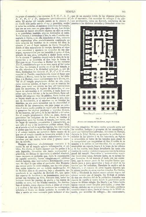 LAMINA ESPASA 40173: Planta del Templo de Denderah, según Mariette