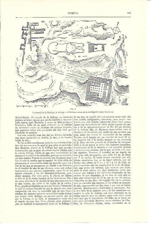 LAMINA ESPASA 40171: Templo de la Esfinge, según Mariette