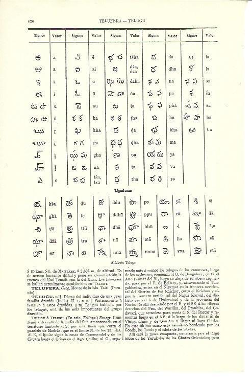 LAMINA ESPASA 40160: Alfabeto Telugu