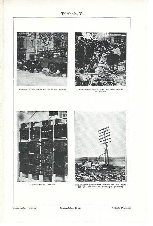 LAMINA ESPASA 40153: Construccion de la red de telefono en España