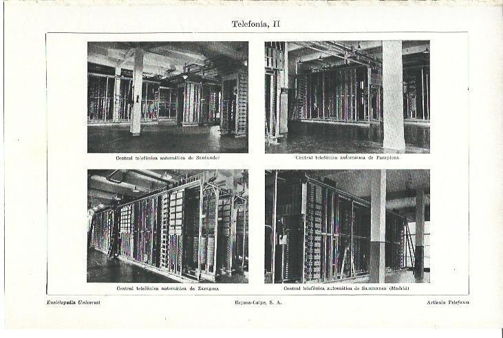 LAMINA ESPASA 40150: Centrales telefonicas de Santander, Pamplona, Zaragoza y Madrid