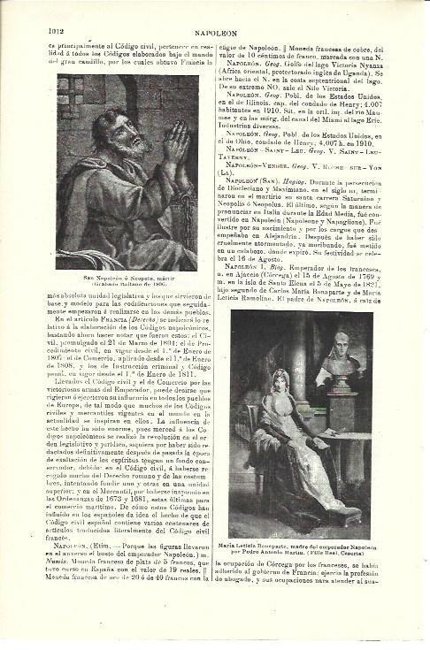 LAMINA ESPASA 40073: San Napoleon y Maria Leticia Bonaparte, por Pedro Antonio Martin