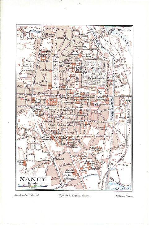 LAMINA ESPASA 40066: Plano de Nancy, Francia