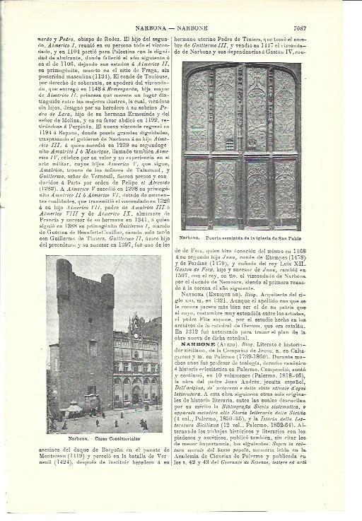 LAMINA ESPASA 40101: Ayuntamiento de Narbona, Francia