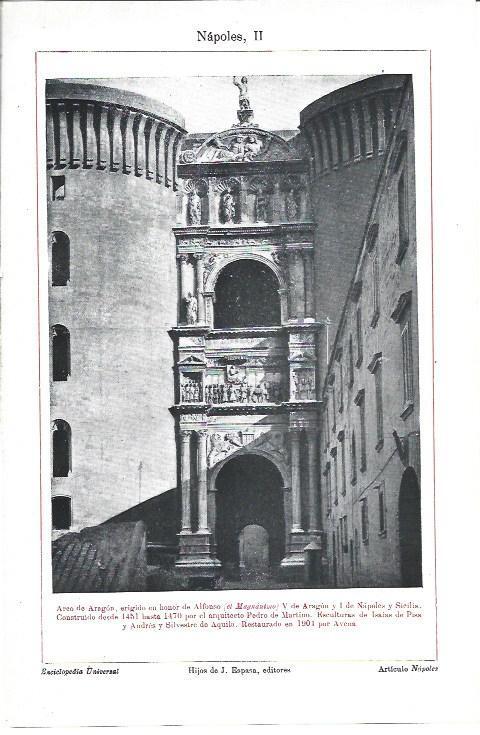 LAMINA ESPASA 40095: Arco de Aragon en Napoles