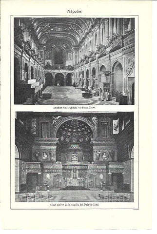 LAMINA ESPASA 40089: Interior de la iglesia de Santa Clara de Napoles
