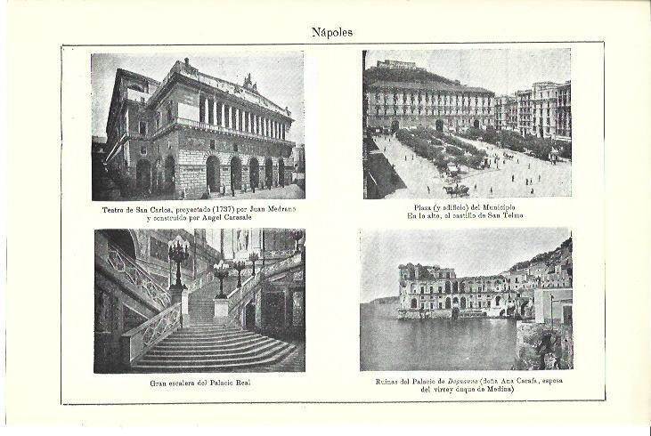 LAMINA ESPASA 40091: Teatro, Plaza del Municipio y Palacio de Dognanna en Napoles