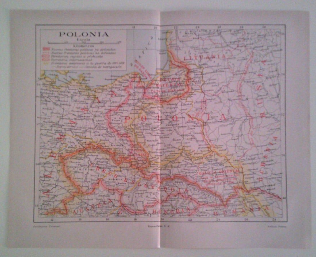LAMINA ESPASA 40277: Mapa de Polonia