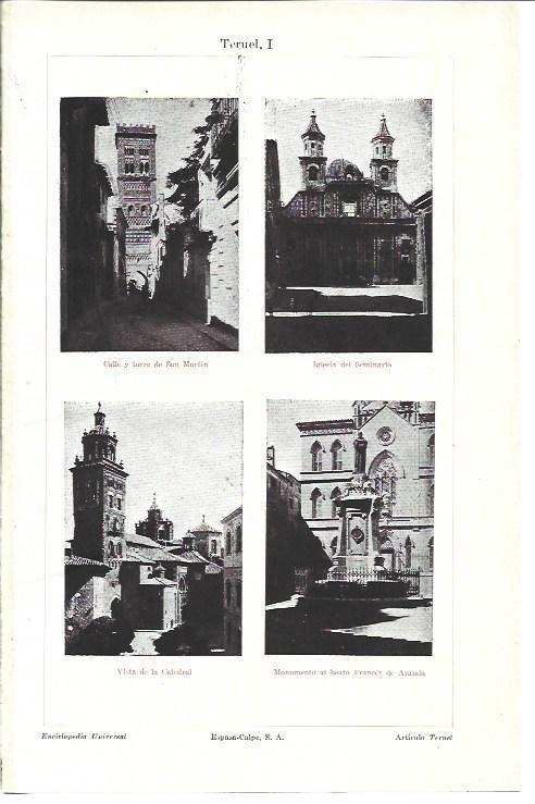 LAMINA ESPASA 40262: Iglesia del Seminario, Catedral y Torre de San Martin en Teruel
