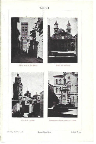 LAMINA ESPASA 40262: Iglesia del Seminario, Catedral y Torre de San Martin en Teruel