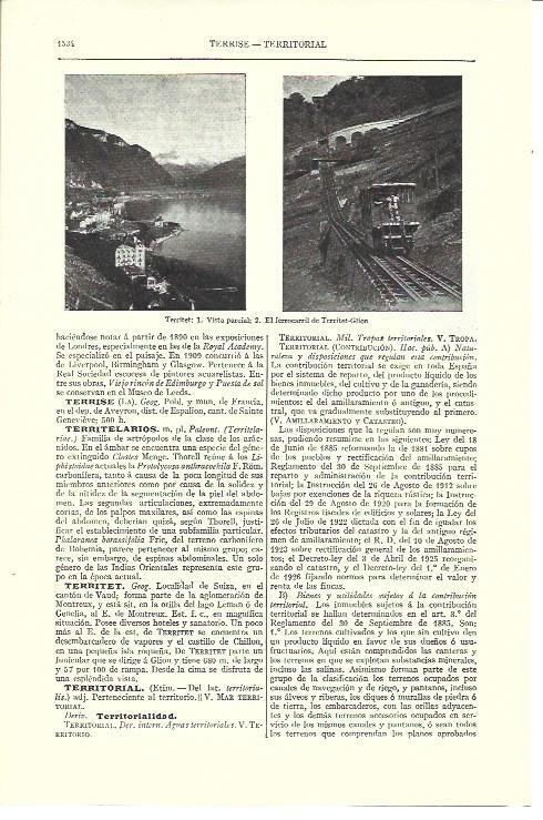 LAMINA ESPASA 40257: Vista y ferrocarril de Territet