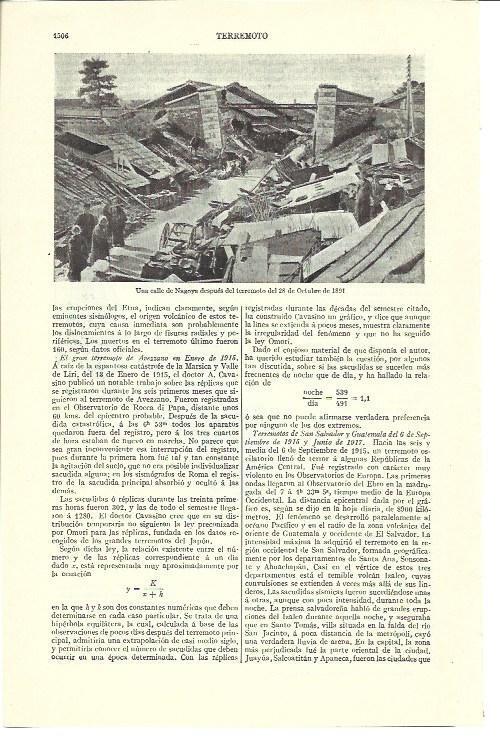LAMINA ESPASA 40256: Calle de Nagoya despues del terremoto de 1891