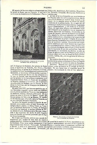 LAMINA ESPASA 40284: Interior de la iglesia de Santa Ana en Cracovia, Polonia