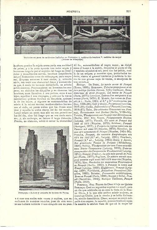 LAMINA ESPASA 40301: Vaciados de cadaveres hallados en Pompeya