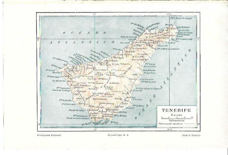 LAMINA ESPASA 40204: Mapa de la isla de Tenerife