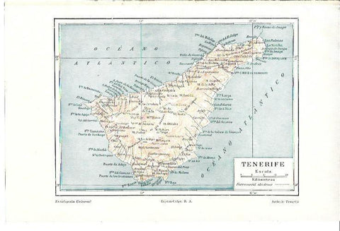 LAMINA ESPASA 40204: Mapa de la isla de Tenerife