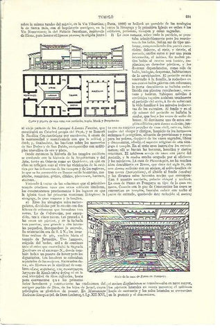 LAMINA ESPASA 40200: Dibujo del atrio de la Casas de Pansa en Pompeya