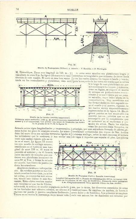 LAMINA ESPASA 39860: Muelle de Portugalete, de La Coruña y de Puntales