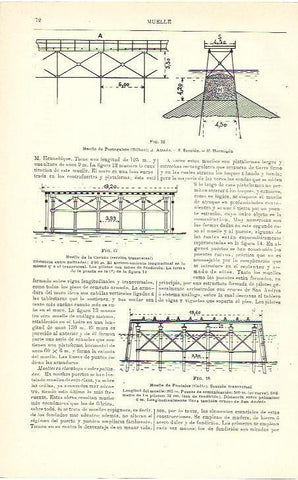 LAMINA ESPASA 39860: Muelle de Portugalete, de La Coruña y de Puntales