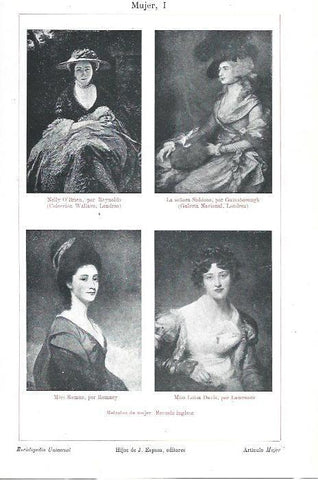 LAMINA ESPASA 39889: Retratos de mujer de la escuela inglesa