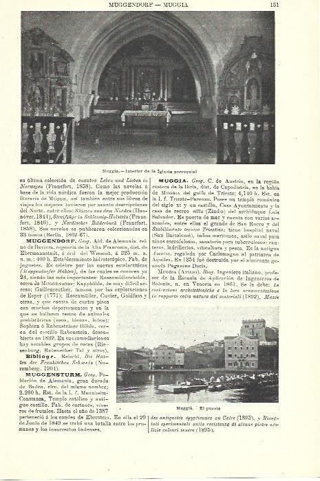 LAMINA ESPASA 39880: Puerto e iglesia de Muggia, Austria
