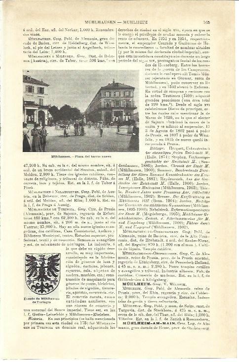 LAMINA ESPASA 39885: Plaza y escudo de Muhlhausen